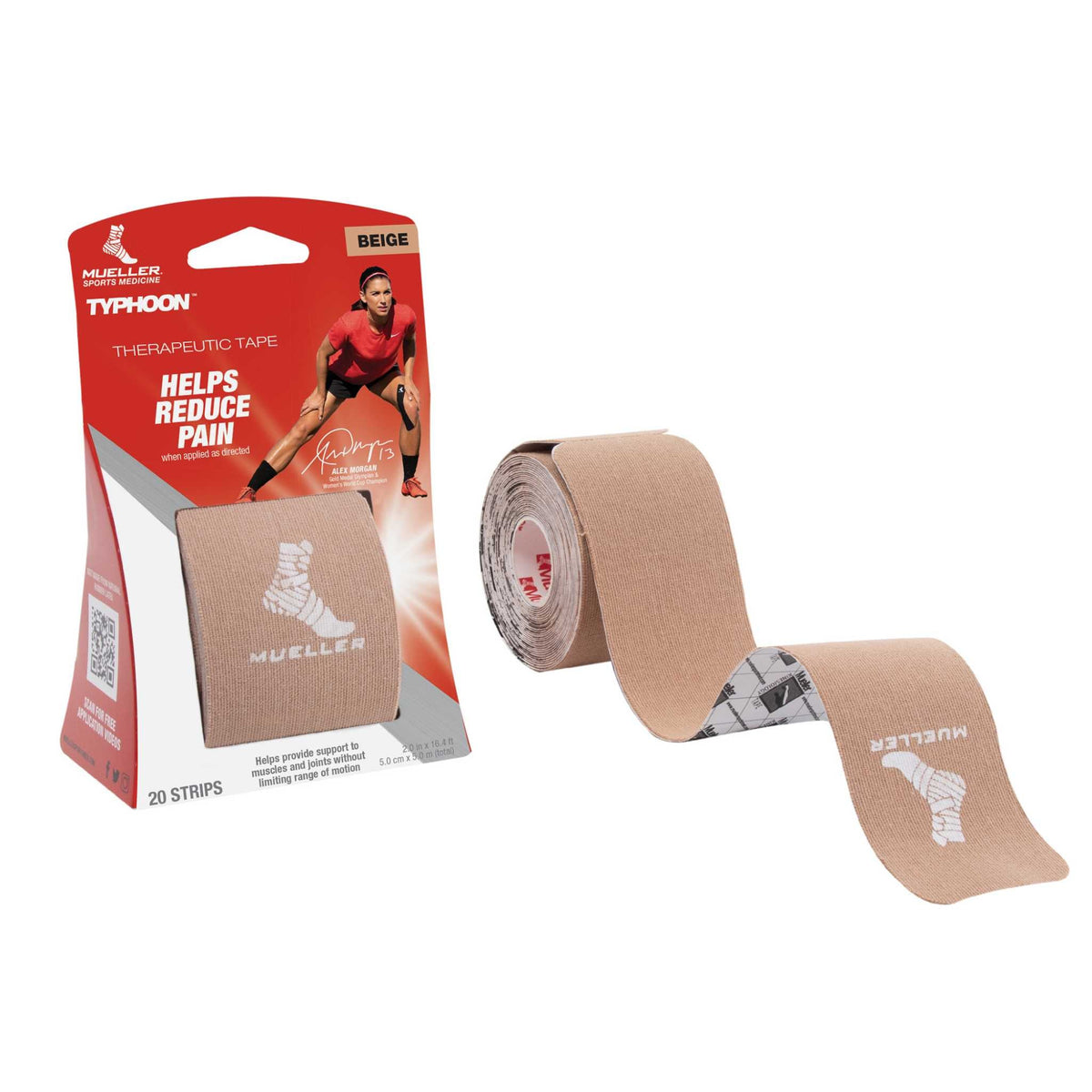 Mueller Typhoon Kinesiology Therapeutic Tape, 20 Pre-Cut I-Strips