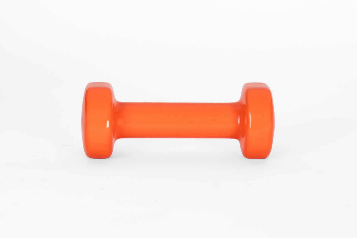 YORK 2 lb orange vinyl dumbbell - front view