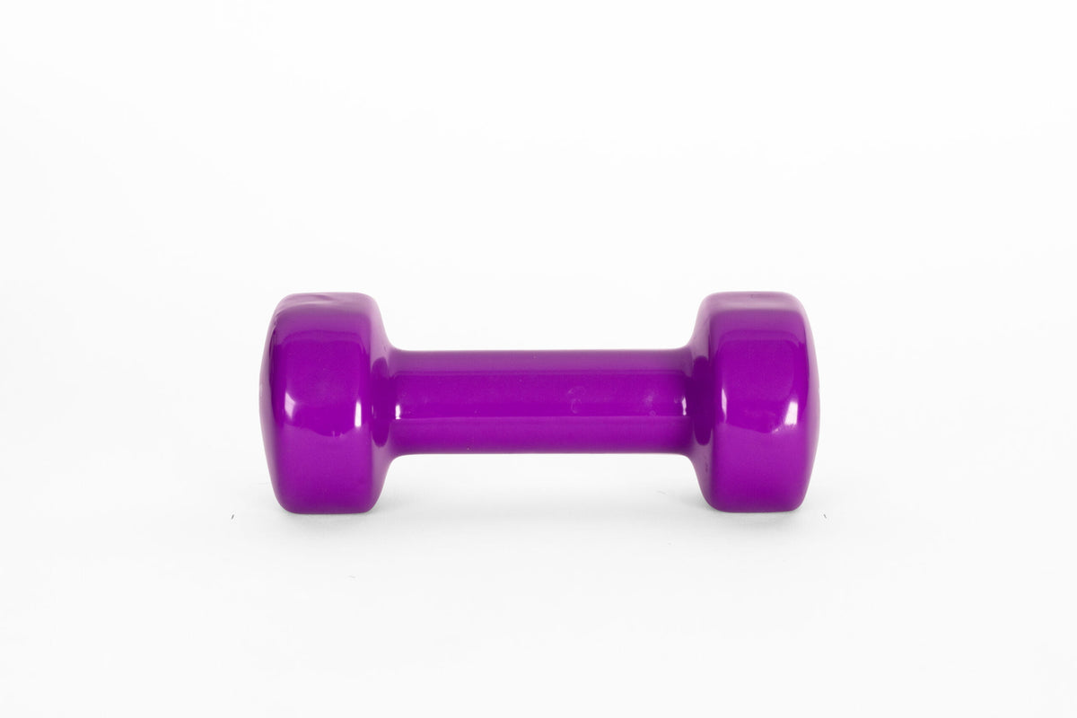 YORK 5 lb violet vinyl dumbbell - front view