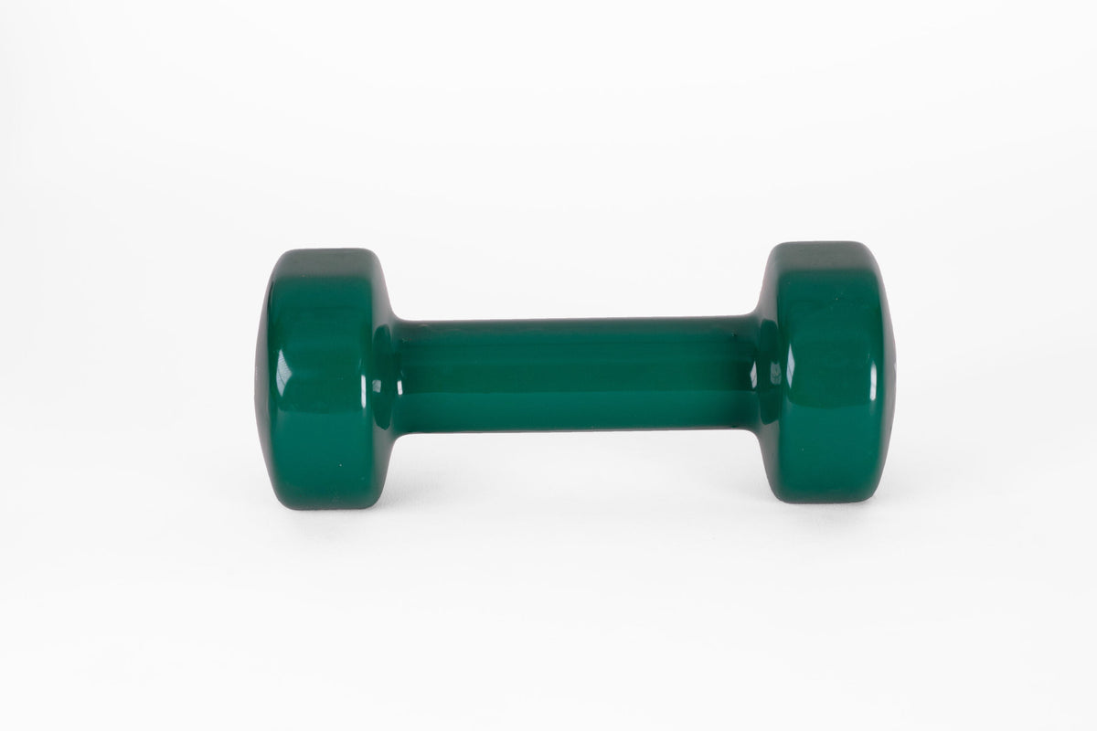 YORK 7 lb green vinyl dumbbell - side view