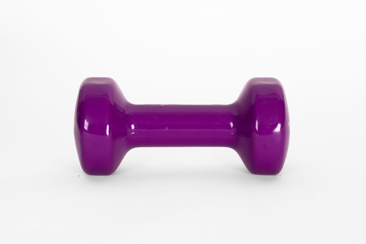 YORK 9 lb purple vinyl dumbbell - front view