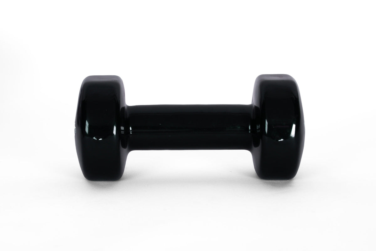 YORK 10 lb black vinyl dumbbell - front view