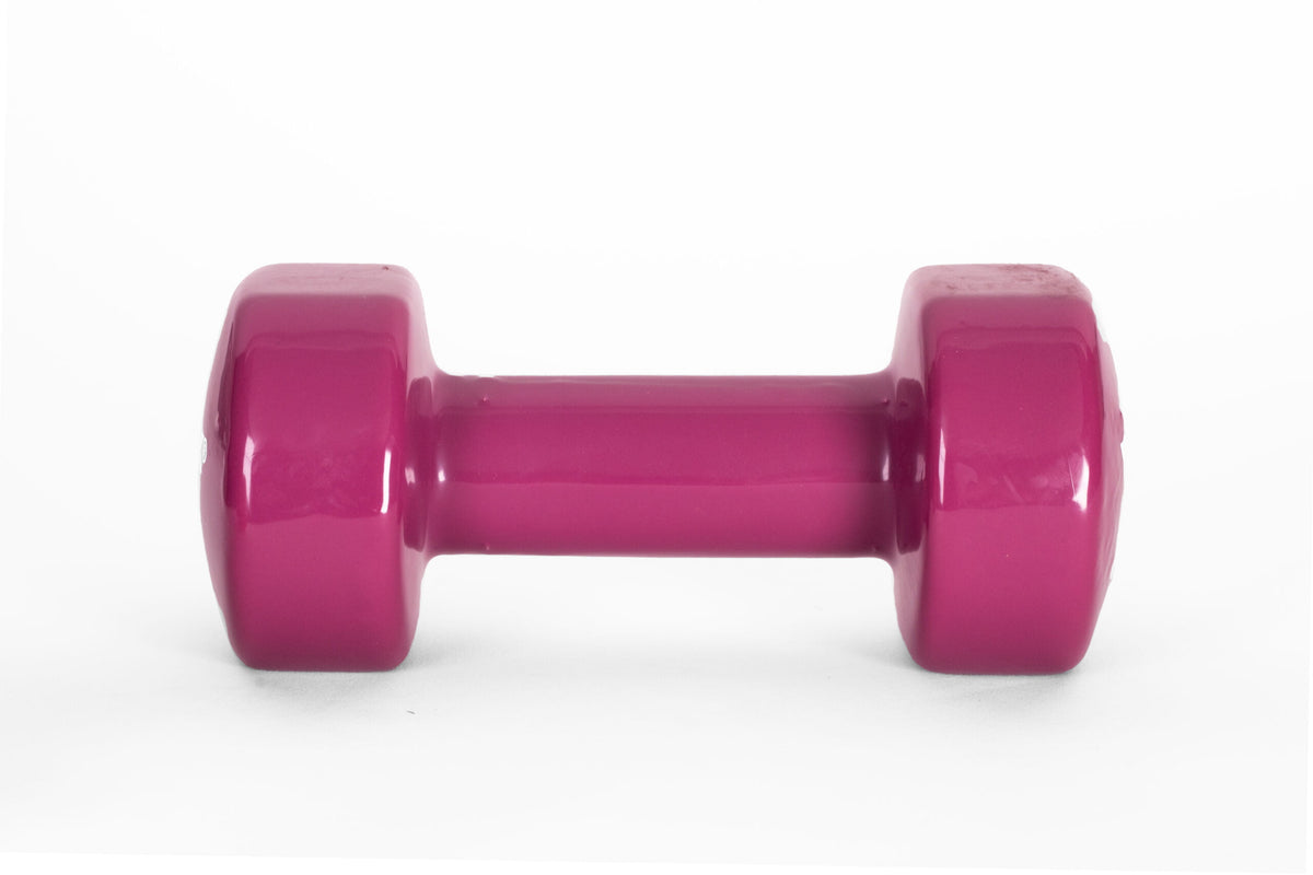 YORK 12 lb Vinyl Dipped Dumbbell - Magenta - front view