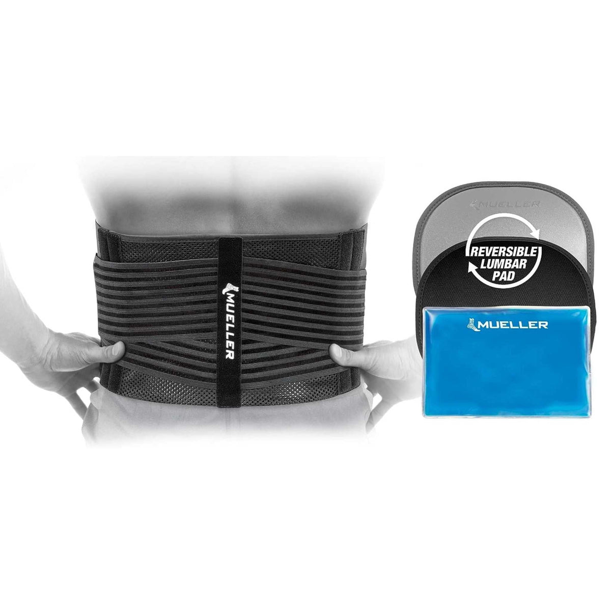 Mueller 4-in-1 Lumbar Back Brace with Removable Hot/Cold Pack