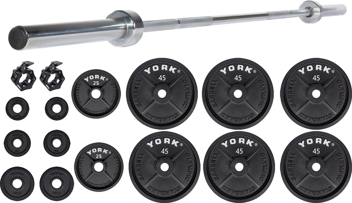 York Barbell 2.5-45 LB Olympic Cast Iron 400-Pound Weight Plate Set