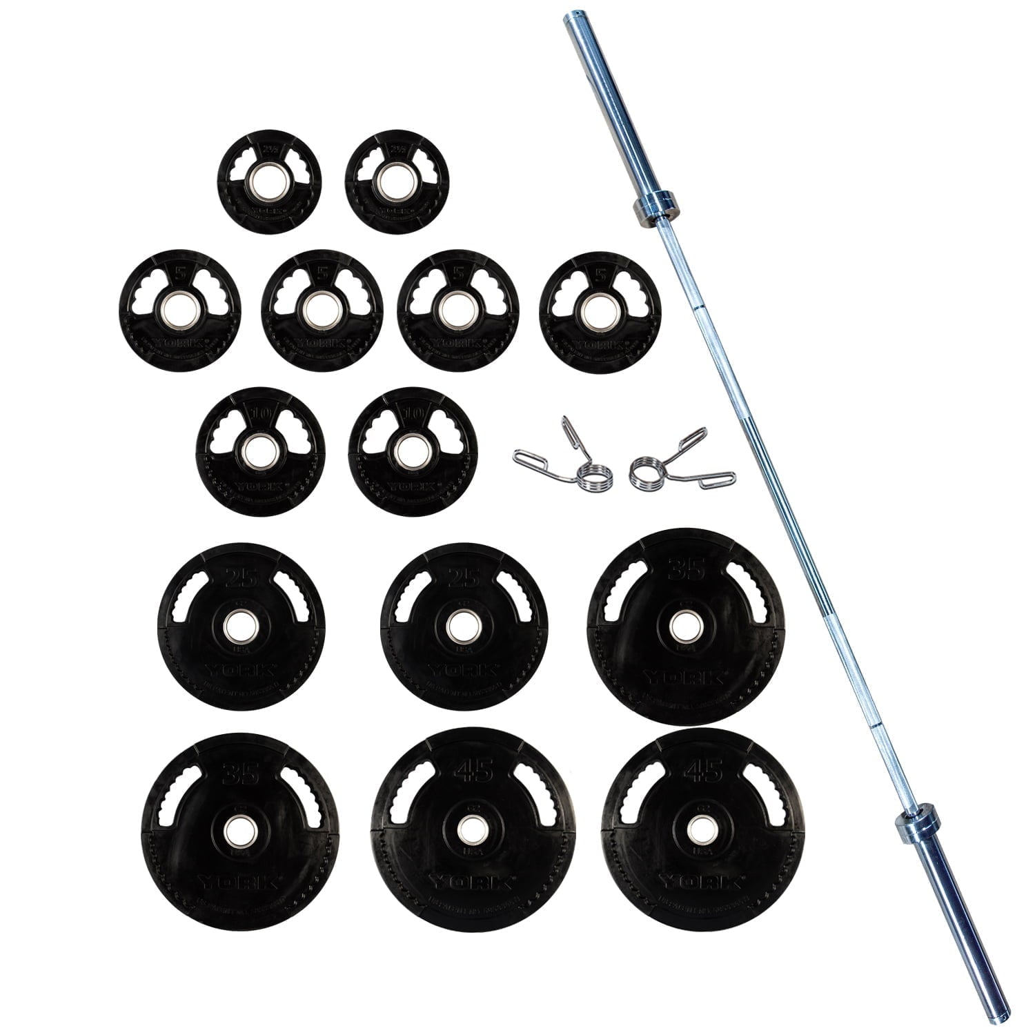 York Barbell 300 LB G-2 Rubber Olympic Plate Set