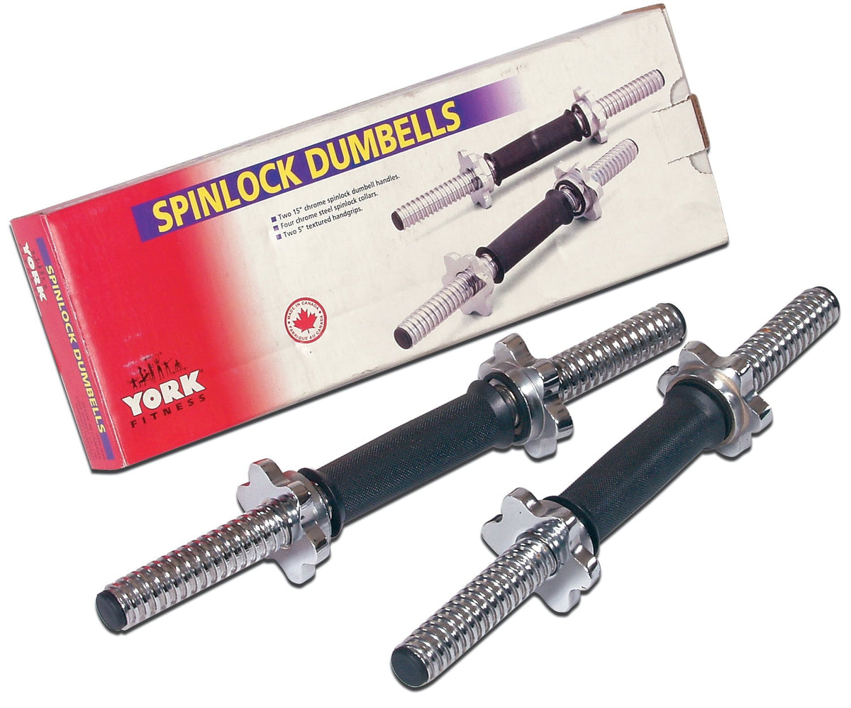 15&quot; Tubular Spinlock Dumbbell Handles w/ Chrome Collars
