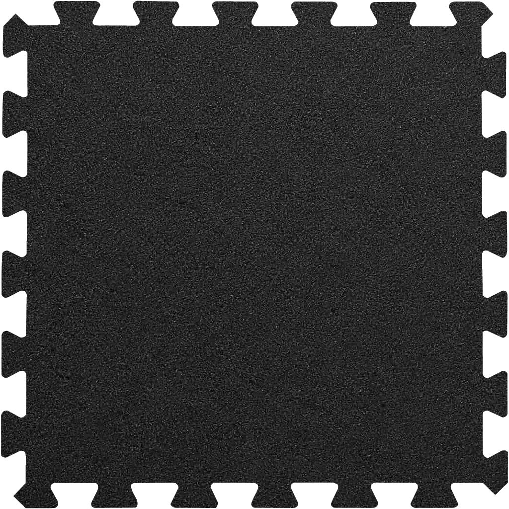 MAGMA Commercial Rubber Gym Flooring / Interlocking Tile / 8mm (5/16") / Black / 24" x 24" / 4 Sq Ft