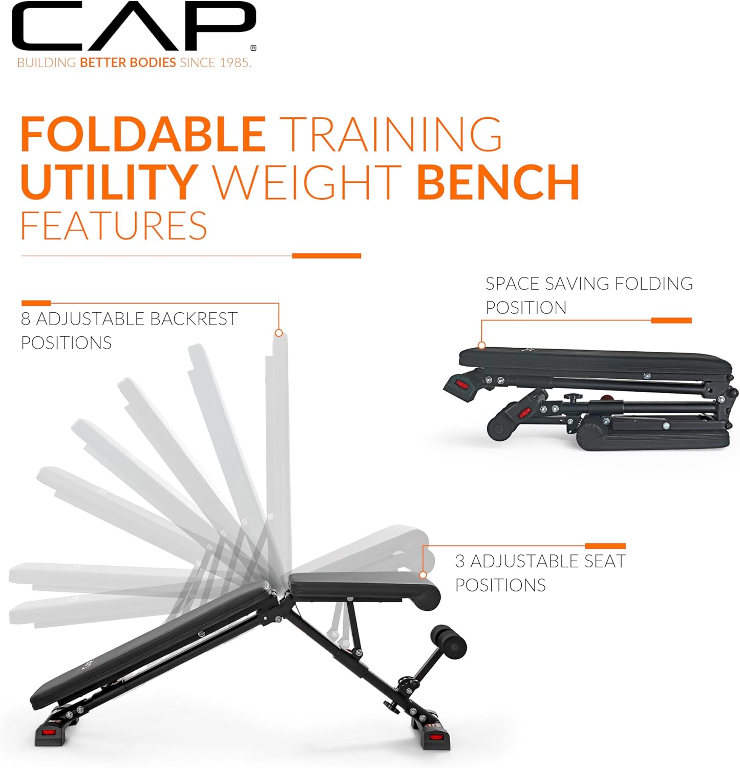 CAP Barbell Foldable Adjustable Weight Bench | MAGMA Fitness