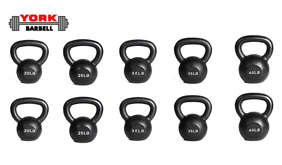 York Barbell 20-40 LB 300-Pound Kettlebell Set