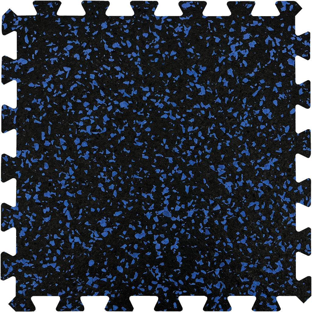 MAGMA Commercial Rubber Gym Flooring / Interlocking Tile / 8mm (5/16") / Blue / 60% Fleck / 24" x 24" / 4 Sq Ft