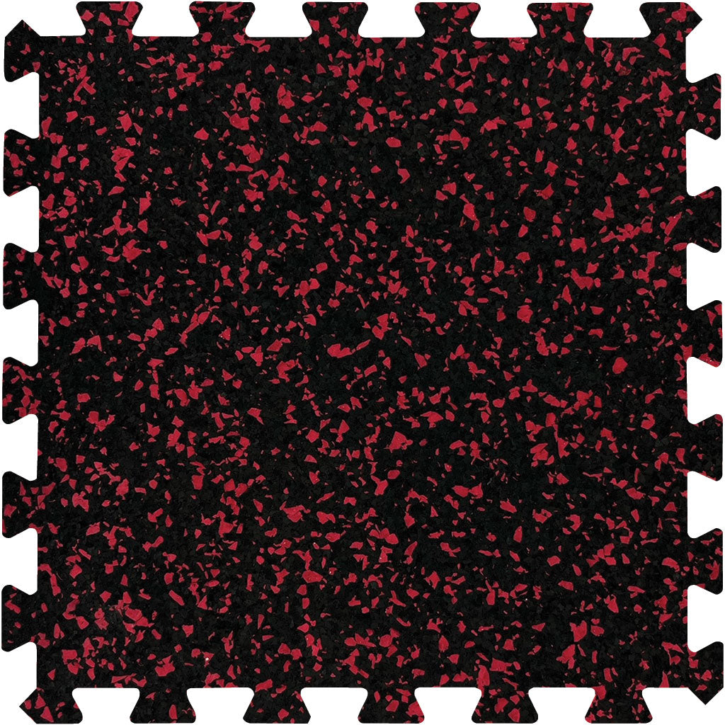 MAGMA Commercial Rubber Gym Flooring / Interlocking Tile / 8mm (5/16") / Red / 60% Fleck / 24" x 24" / 4 Sq Ft