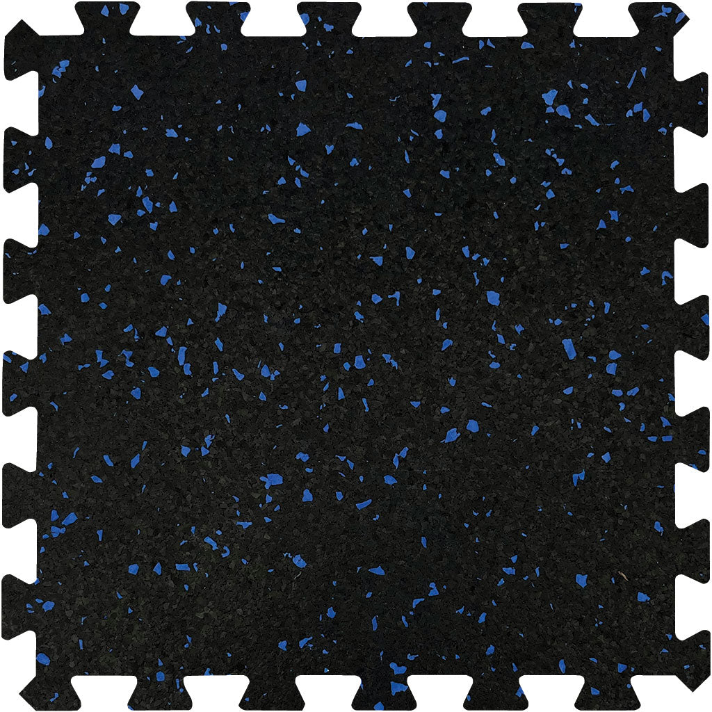 MAGMA Commercial Rubber Gym Flooring / Interlocking Tile / 8mm (5/16") / Blue / 20% Fleck / 24" x 24" / 4 Sq Ft