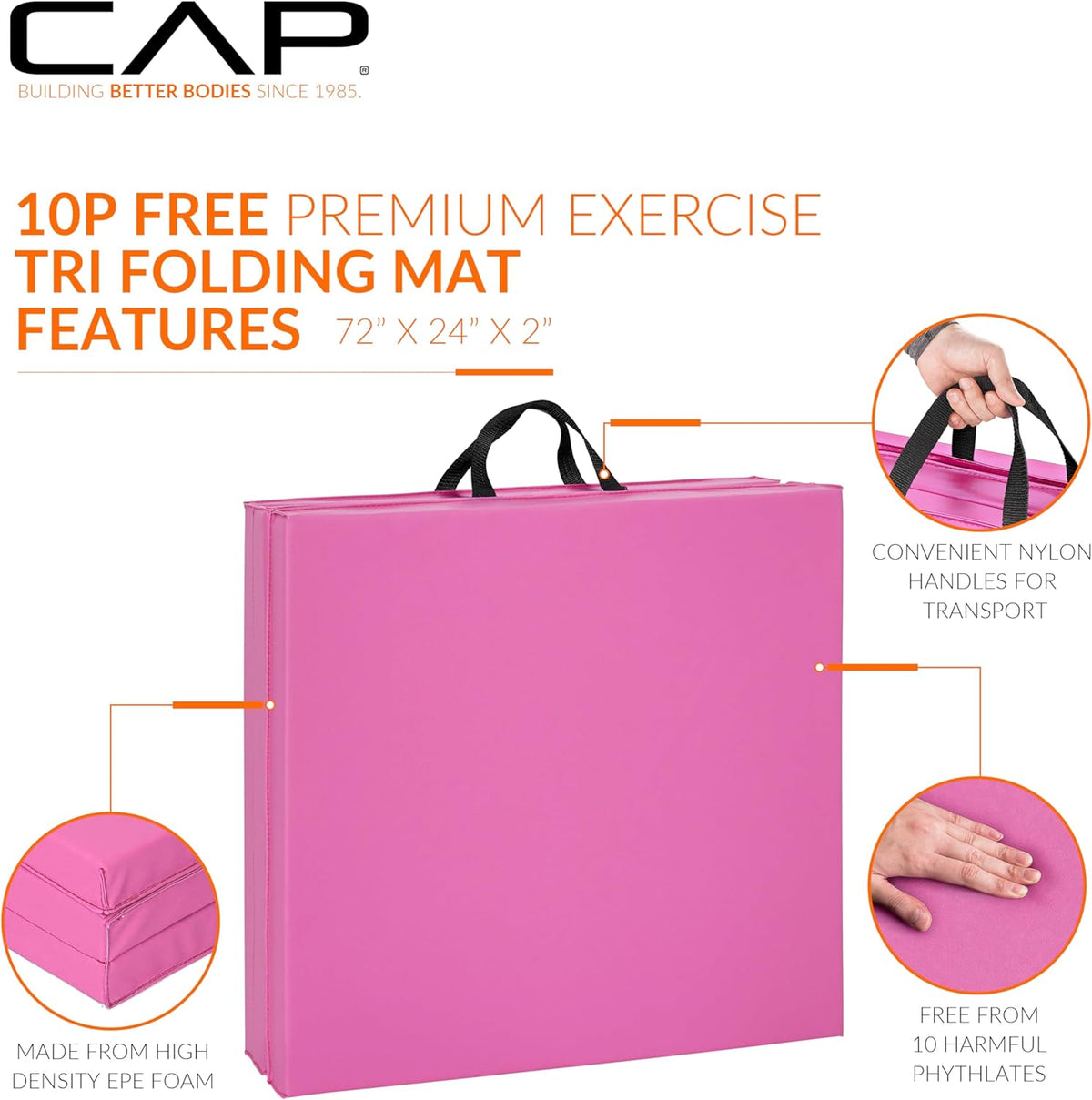 CAP Barbell Folding Exercise Mat with Carrying Handles