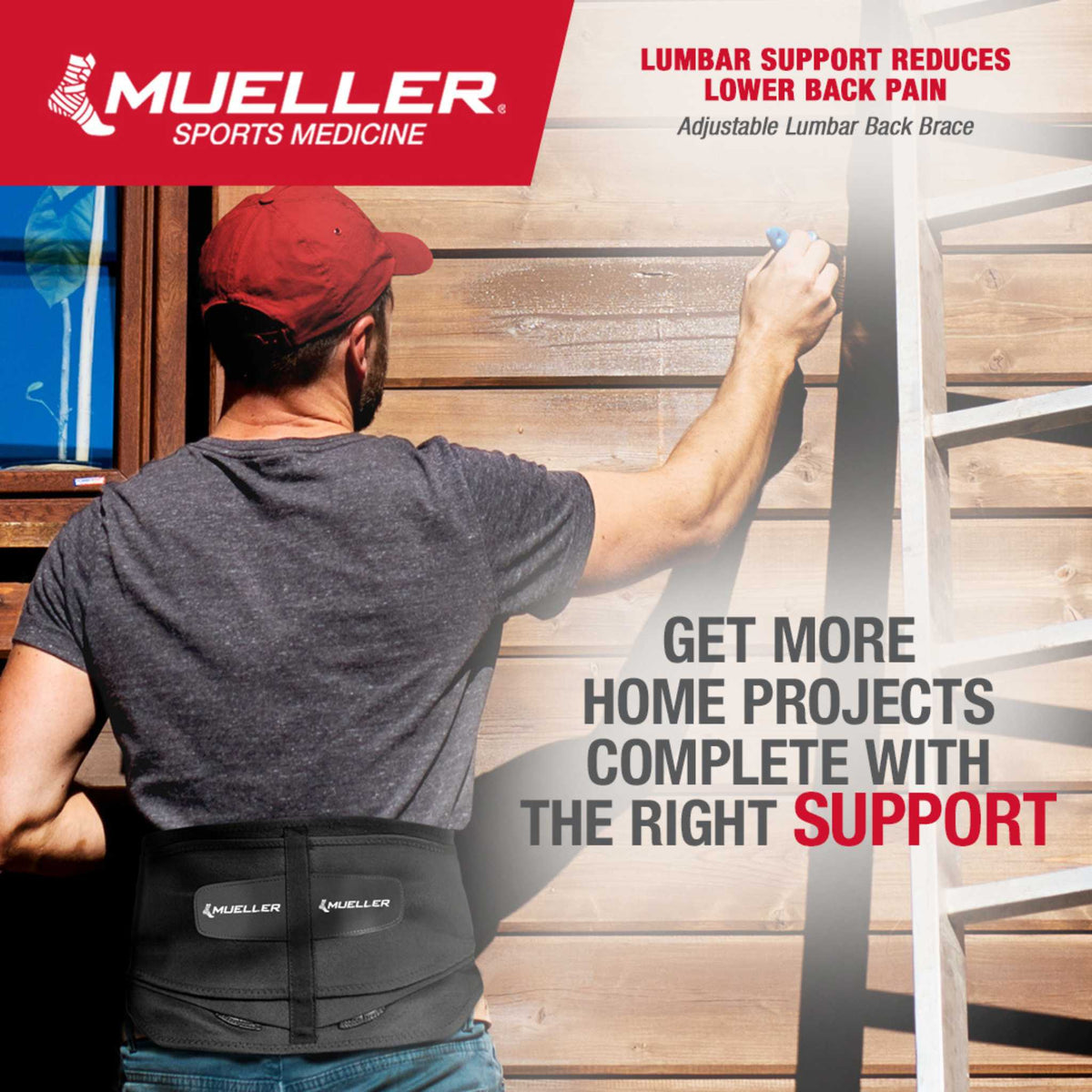 Mueller Adjustable Lumbar Back Brace with Removable Pad