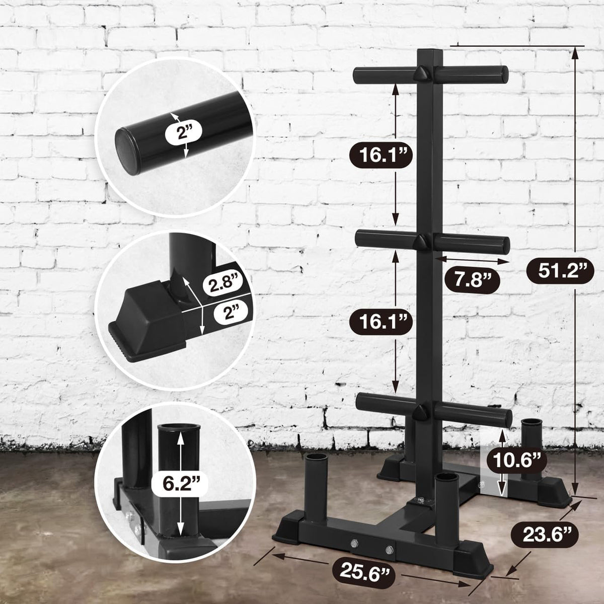 CAP Barbell Olympic Bumper Weight Plate Tree &amp; Barbell Holder