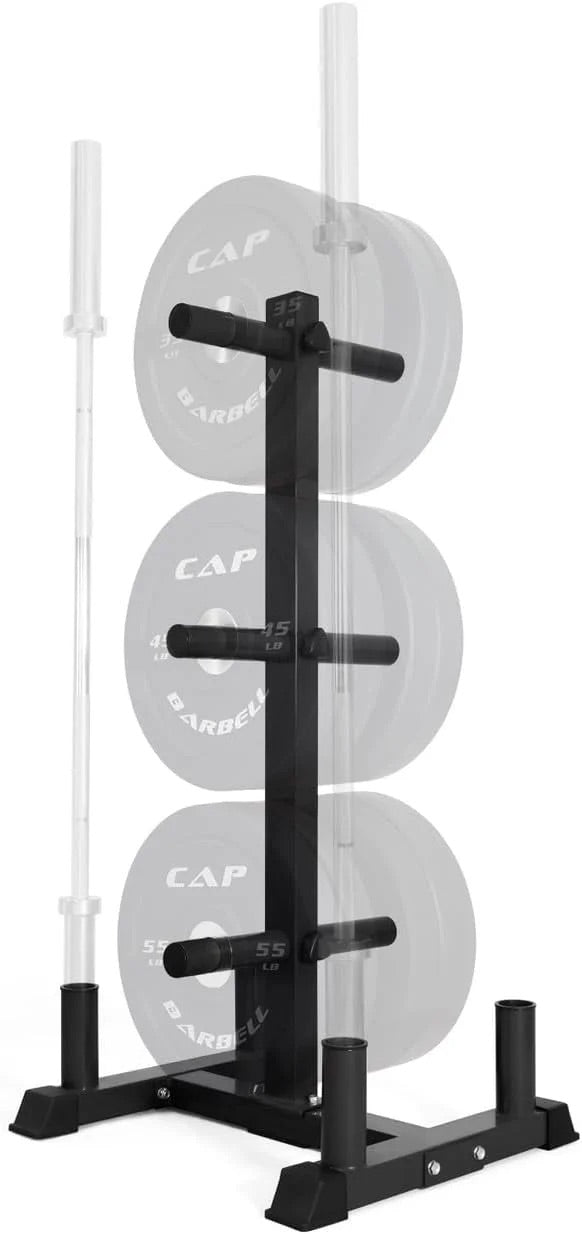CAP Barbell Olympic Bumper Weight Plate Tree &amp; Barbell Holder