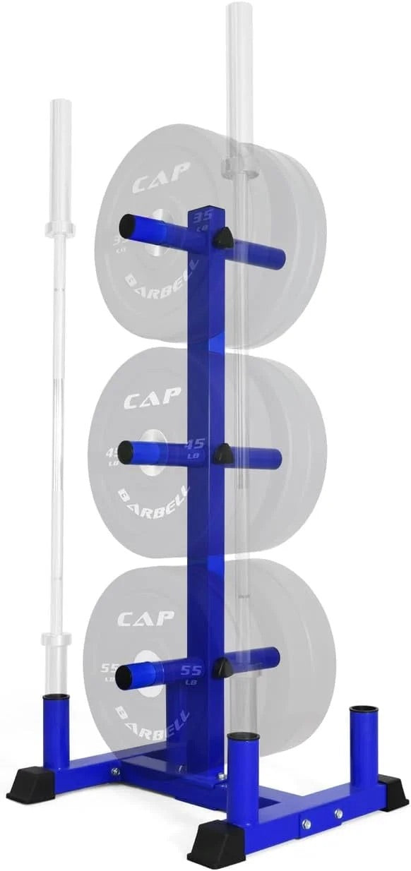 CAP Barbell Olympic Bumper Weight Plate Tree &amp; Barbell Holder