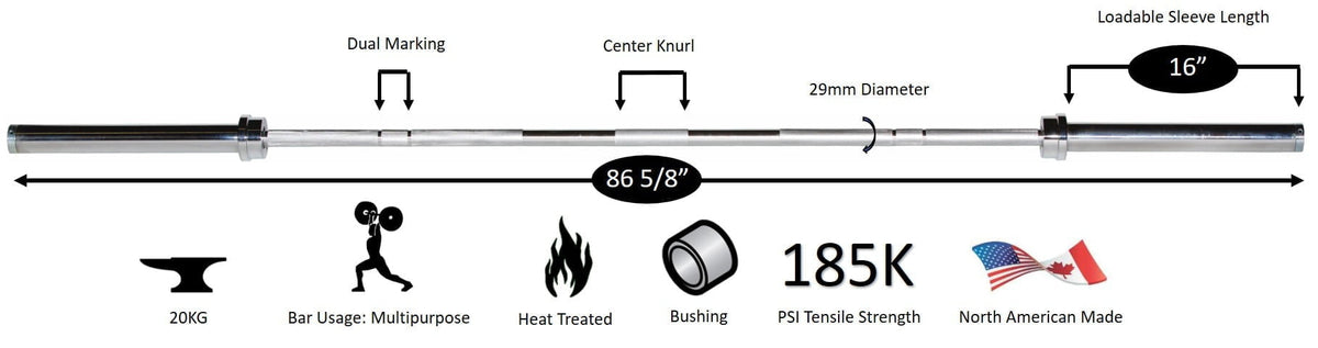 York Barbell  7′ Power Weight Bar