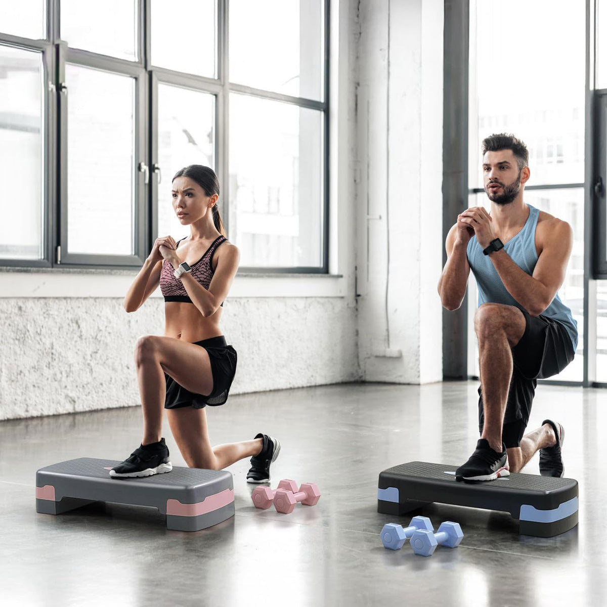 CAP Barbell Adjustable Aerobic Stepper Set with 2 Dumbbells &amp; Measuring Tape