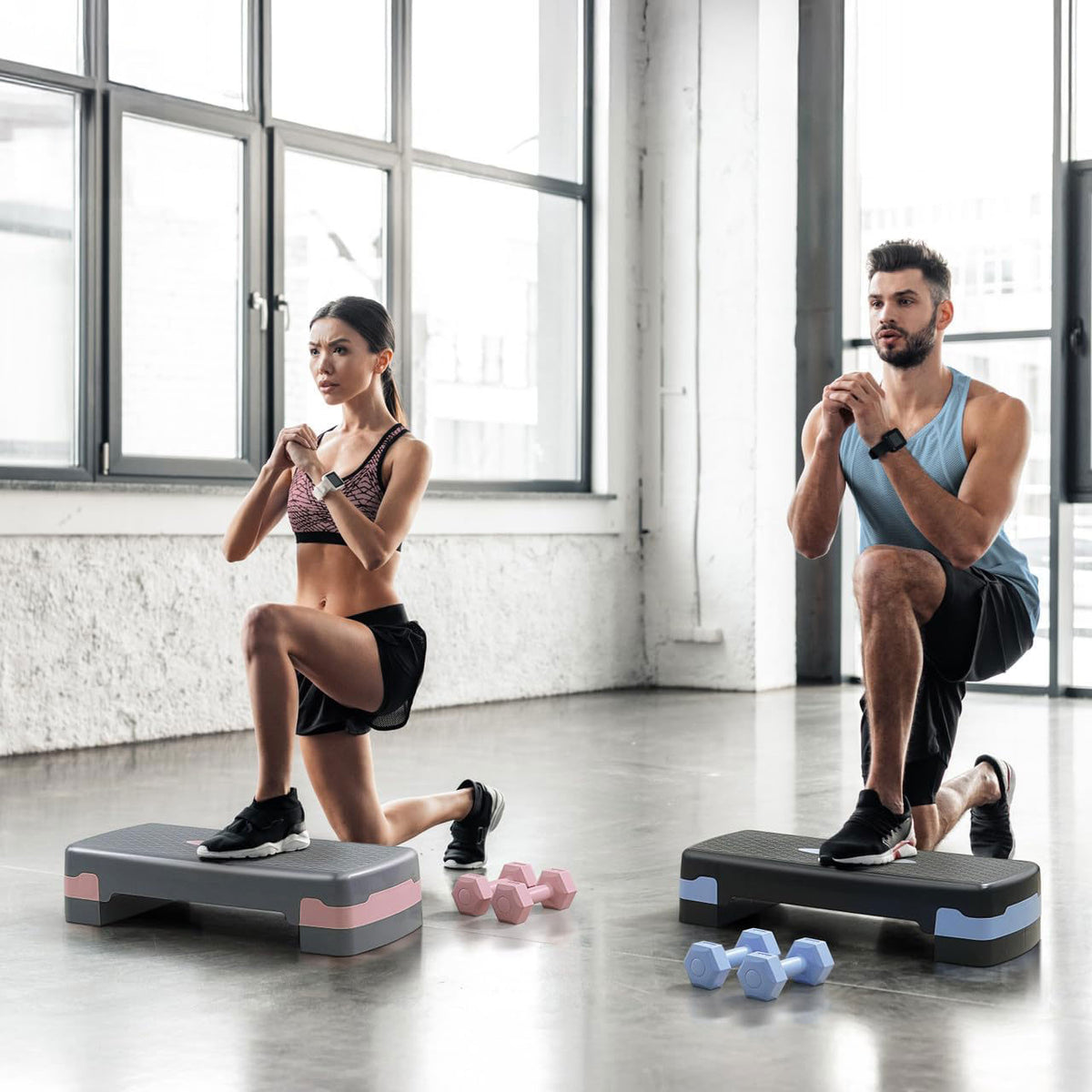 CAP Barbell Adjustable Aerobic Stepper Set with 2 Dumbbells &amp; Measuring Tape