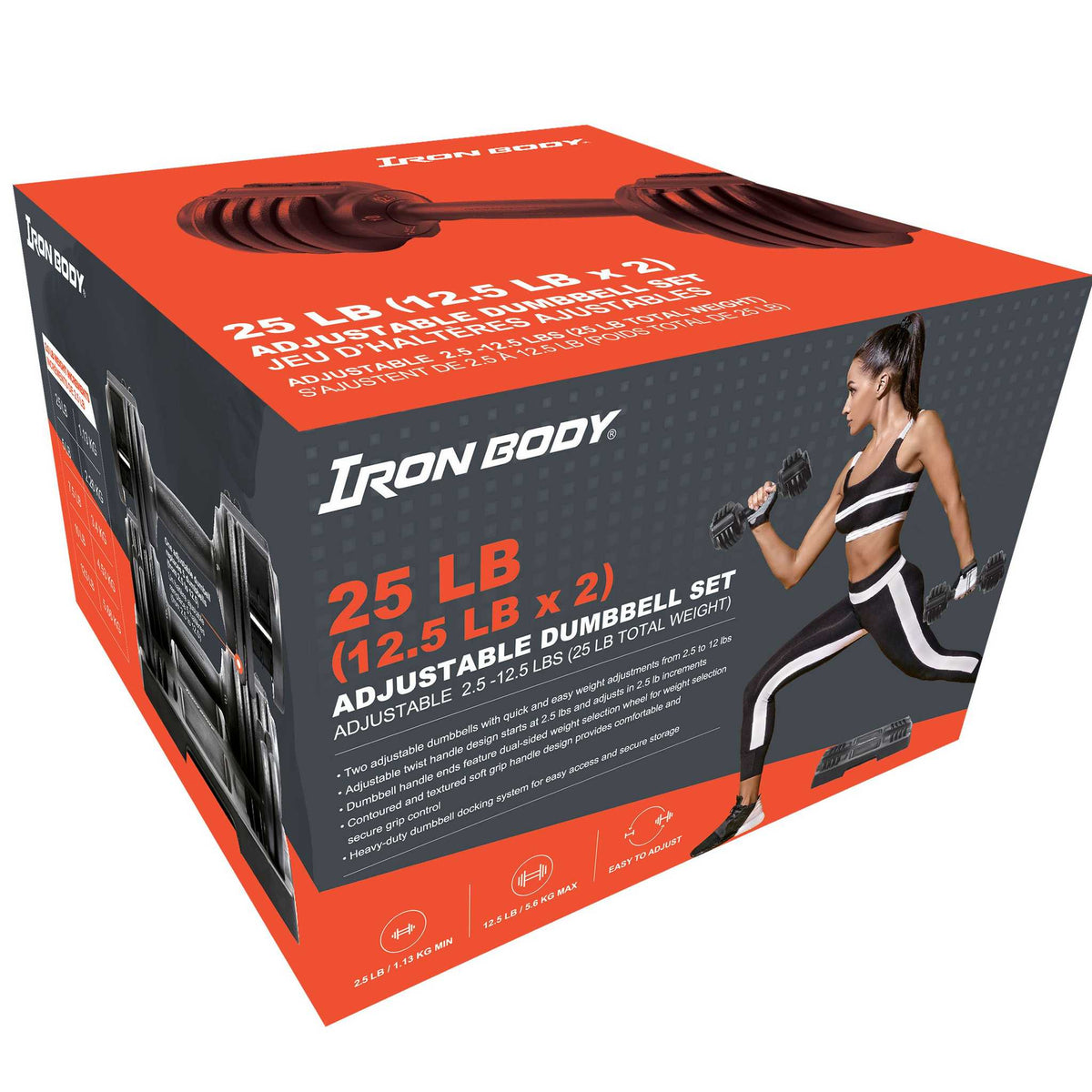 Iron Body Fitness 25 LB Adjustable Dumbbell Pair