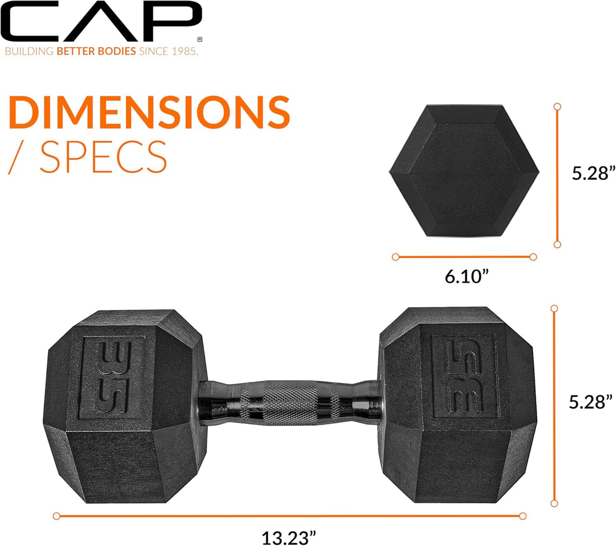 CAP Barbell Rubber Hex Dumbbells