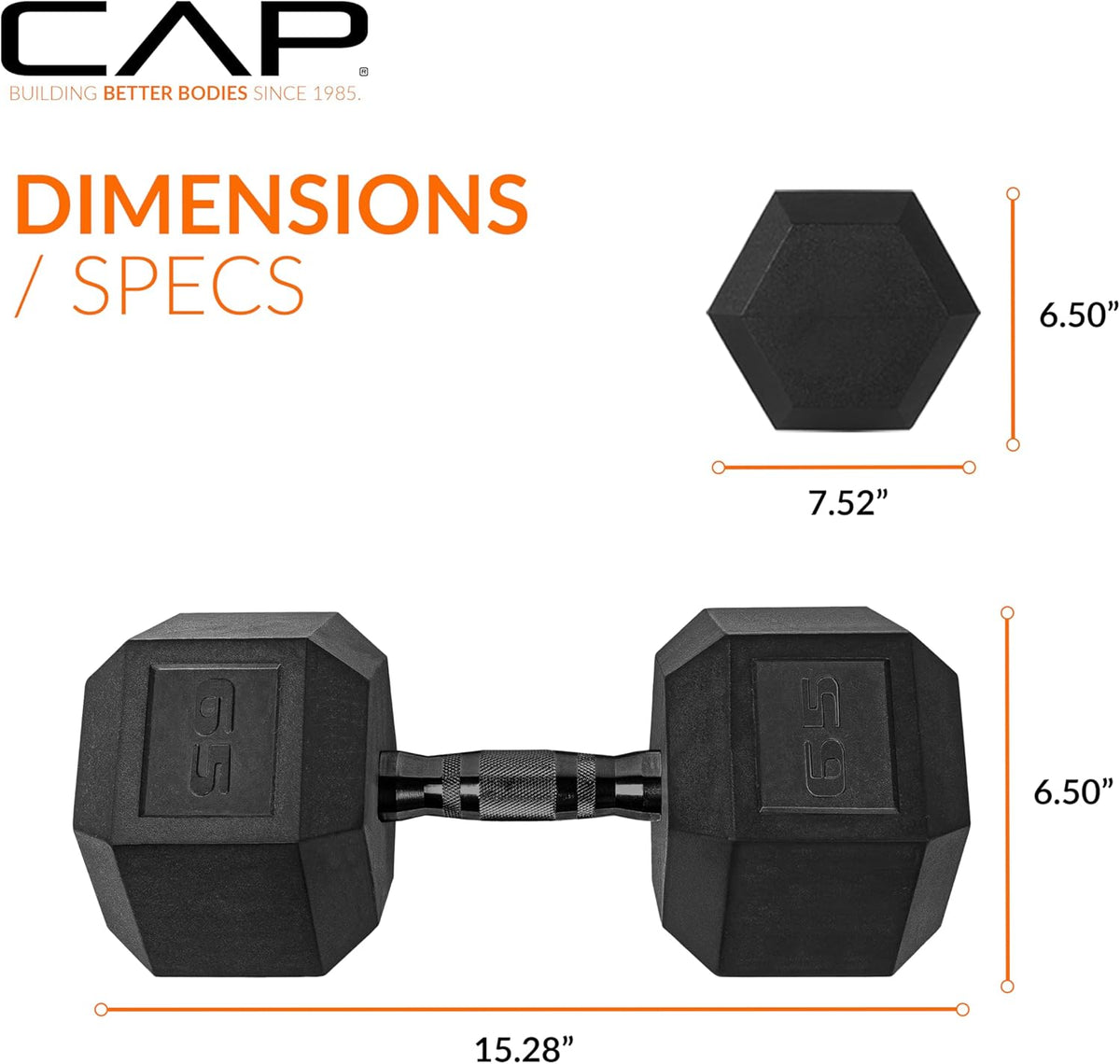 CAP Barbell Rubber Hex Dumbbells