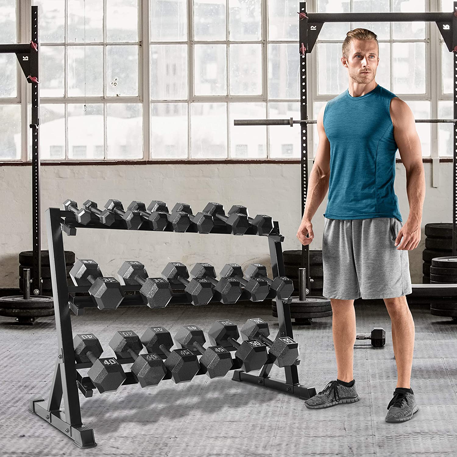 CAP Barbell 3-Tier 51-Inch Commercial Dumbbell Rack | MAGMA Fitness